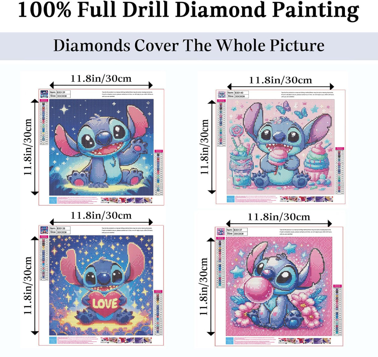 JAKI 4 Pack Cartoon Diamond Art Kits for Adults,Diamond Art Painting Kits for Adults,5D DIY Gem Art Kits for Home Wall Decor(12x12inch) JAKI