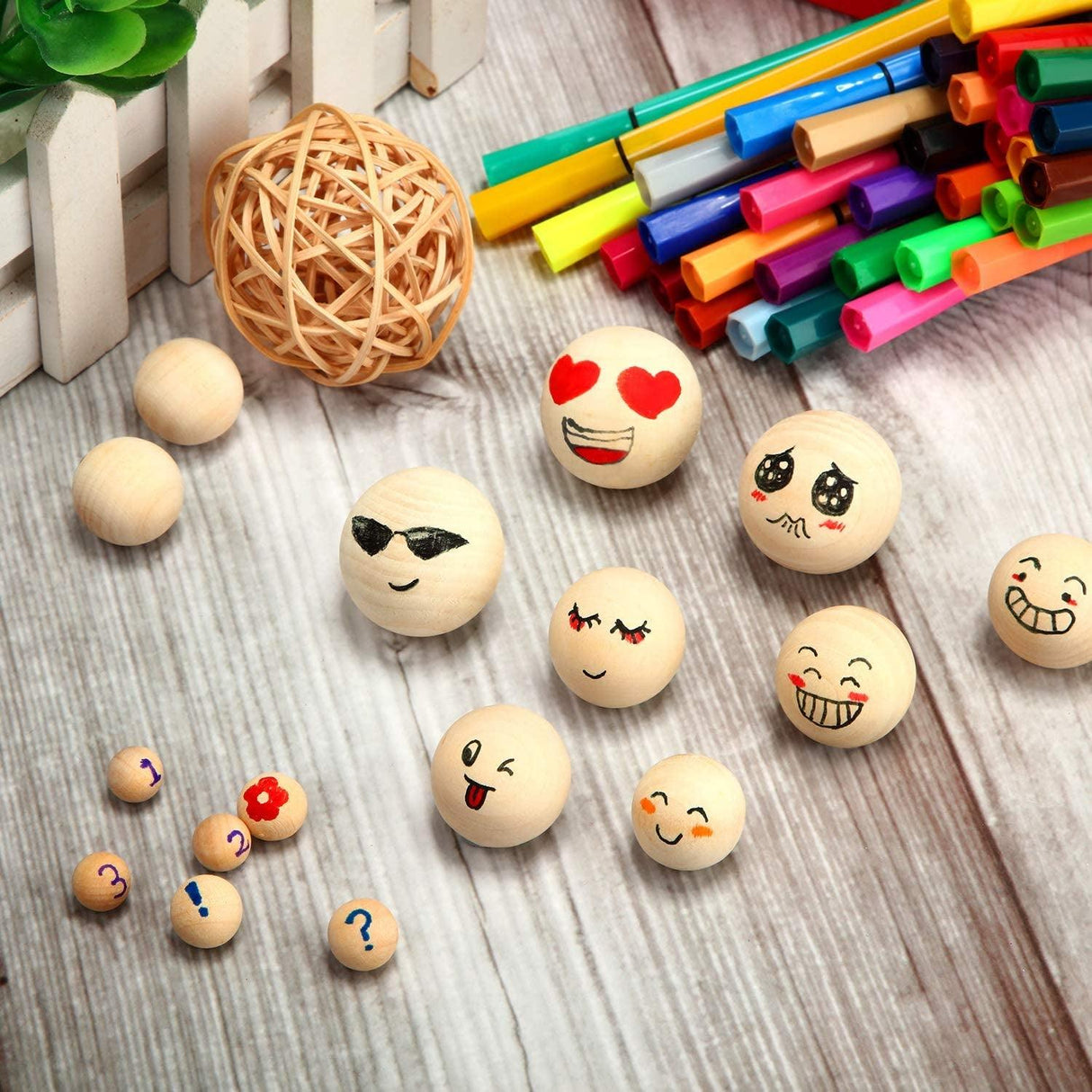 88 Pieces Wood Ball Wood Craft Balls Unfinished round Wooden Balls for DIY Craft Projects Jewelry Making Art Design in 5 Sizes WoodArtSupply