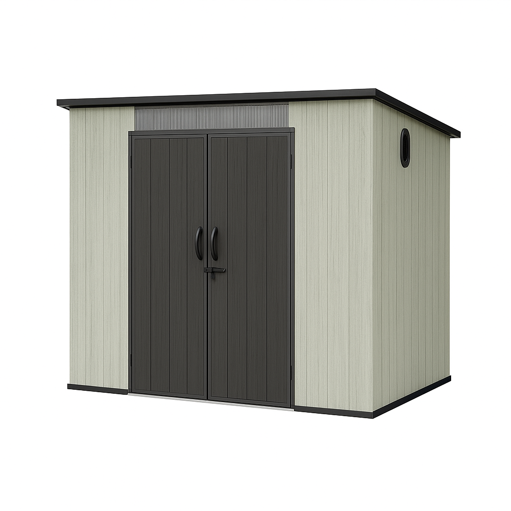 6x8FT Outdoor Resin Storage Shed with Transparent Windows & Louvered Vents