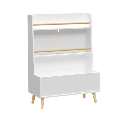 Bookshelf, Book Organizer With Toy Storage - White