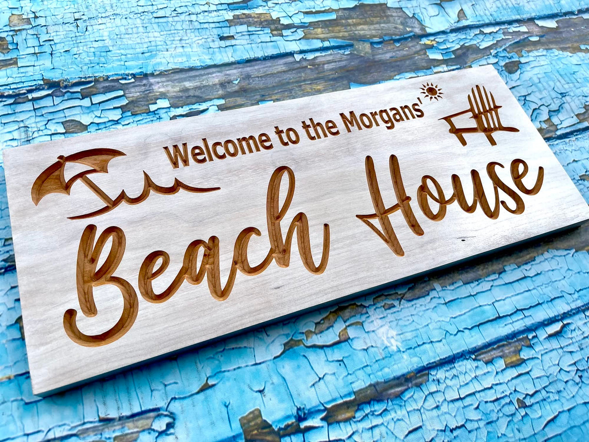 Custom Beach House Sign, Personalized Lake House Signs, Custom Wooden, Sign, Outdoor Wooden Sign Benchmark Signs And Gifts