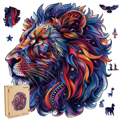 Qiuenisray Wooden Puzzles for Adults,Lion Wooden Jigsaw Puzzles 200pcs,11.4X10.6in,Medium,Unique Shape Animal Adult Puzzles,Irregular Wood Puzzles Creative Gift for Adults and Kids Family Game