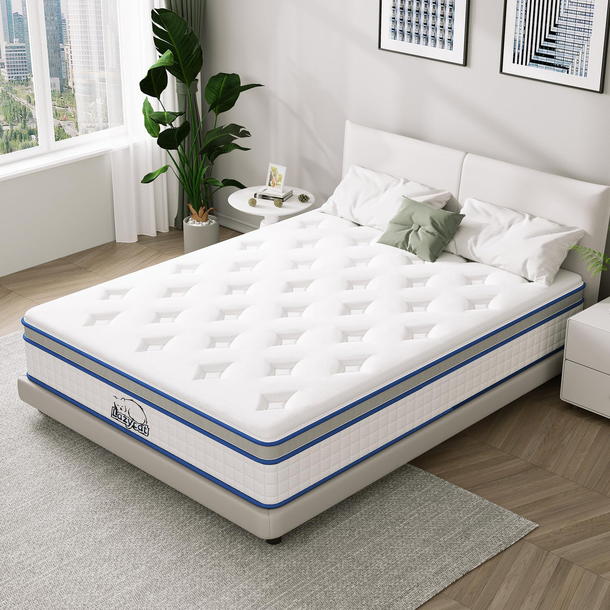 Twin Mattress, 12 Inch Twin Size Hybrid Mattress in a Box with Memory Foam and Individual Pocket Springs, Extra Lumbar & Shoulder Support, Pain Relief Fiberglass-Free LAZYCAT