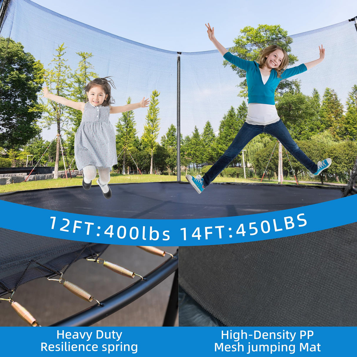 ALTLER 12FT Trampoline Enclosure Net Outdoor Jump for Kids and Adults Round ASTM Approved ALTLER