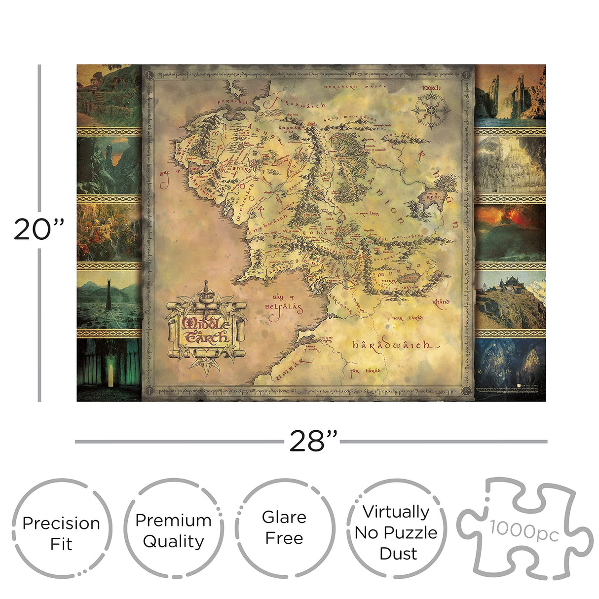 AQUARIUS Lord of the Rings Map Puzzle (1000 Piece Jigsaw Puzzle) - Glare Free - Precision Fit - Officially Licensed Lord of the Rings Merchandise & Collectibles - 20 x 28 in AQUARIUS