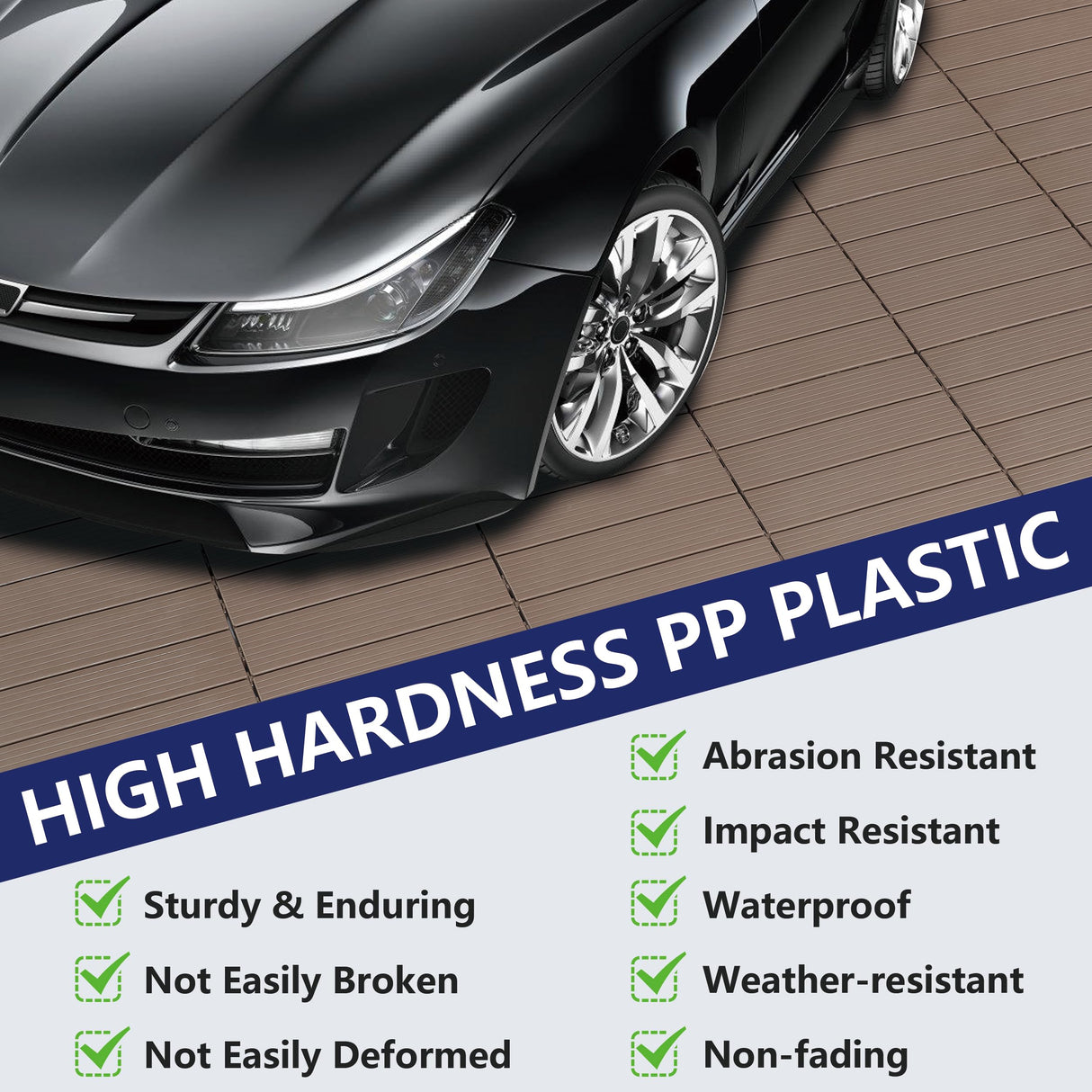 skillmaid 72 PCS Plastic Interlocking Deck Tiles - 12" x 12" Waterproof Indoor Outdoor Flooring All Weather Use, Patio Floor Decking for Porch Poolside Backyard Balcony, Brown skillmaid