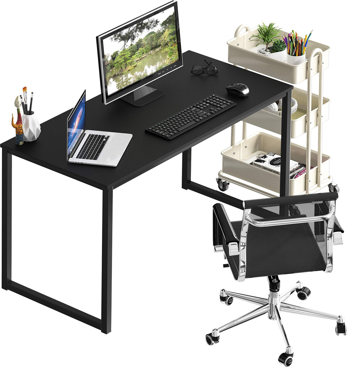 SHW Home Office 40-Inch Computer Desk, Black SHW