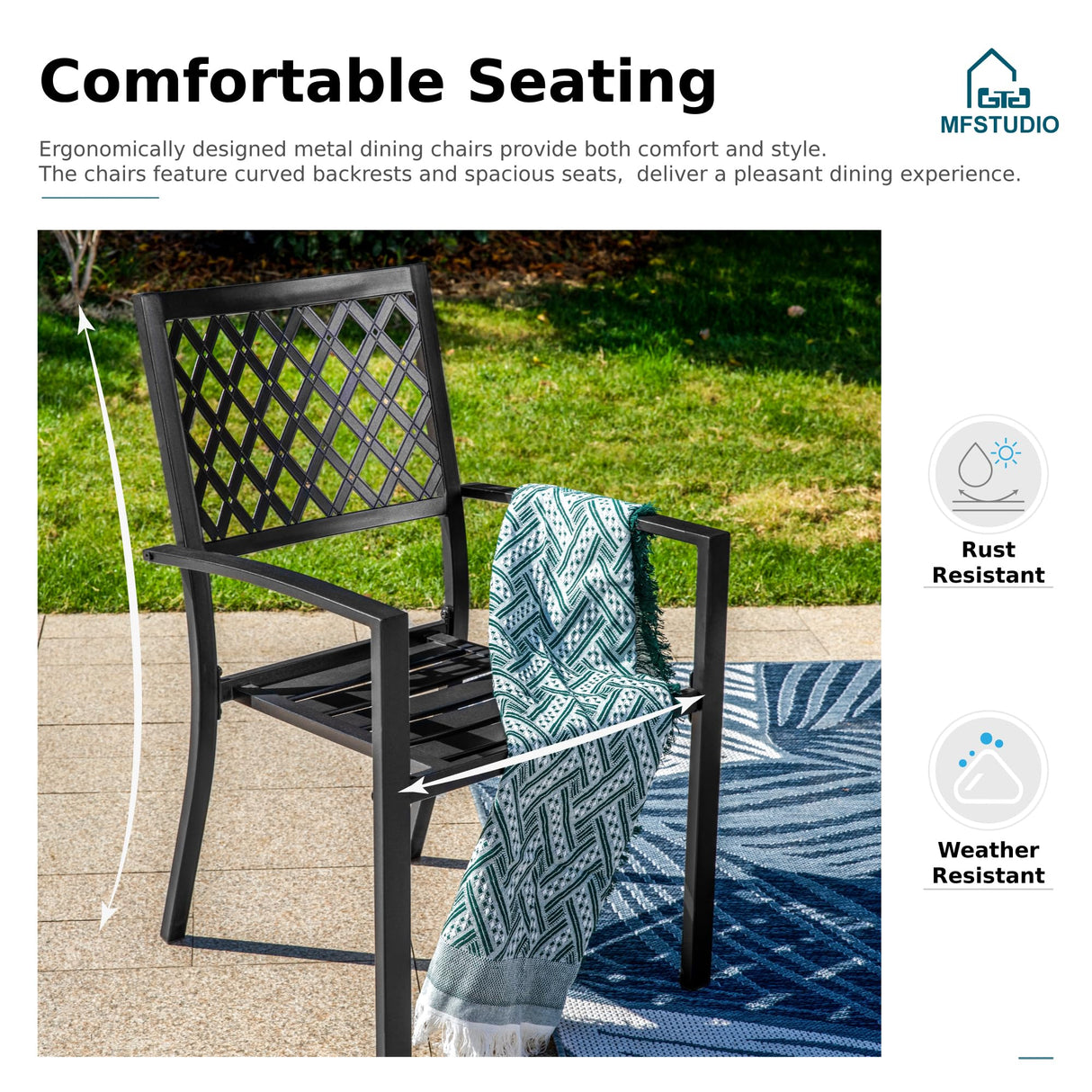 MFSTUDIO Patio Dining Set for 8, Outdoor Dining Set with Umbrella Hole, Metal Patio Table and Chairs Set, 9 Piece Outdoor Patio Furniture Set for Deck Backyard Poolside Garden MFSTUDIO