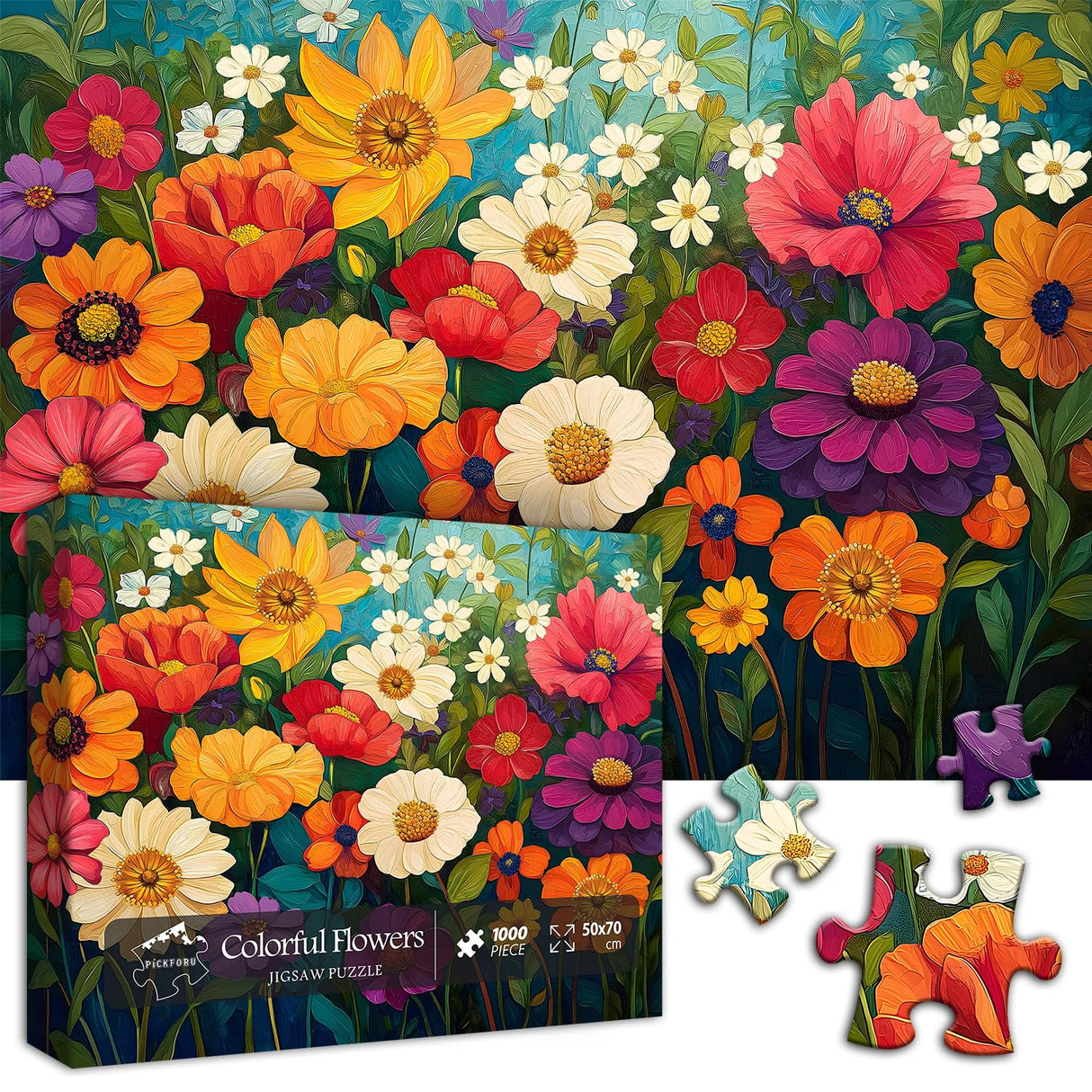 Flower Puzzles for Adults 1000 Pieces, Floral Art Jigsaw Puzzle, Colorful Spring Garden Puzzles, Nature Challenging Puzzles for Adults PICKFORU