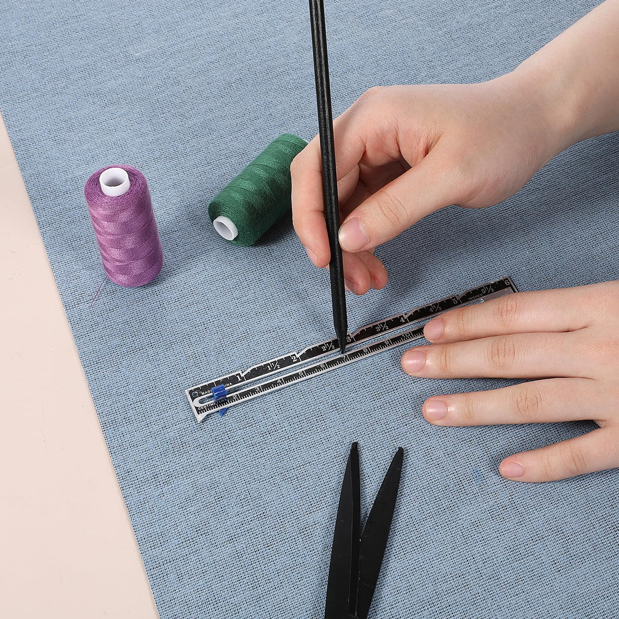 3Pcs Sliding Gauge Sewing Ruler, Metal Sewing Measuring Tool for Quilting Knitting Crafting Hemming Measuring Apausvcm