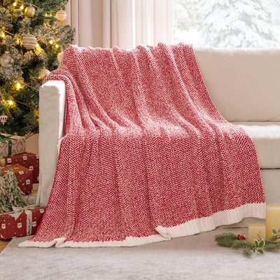 MIULEE Christmas Red Super Soft Throw Blanket for Couch, Cozy Fluffy Warm Blankets Knit Throw Blankets for Sofa, Bed, Chair, Living Room, Camping, Picnic, 50 x 60 inch