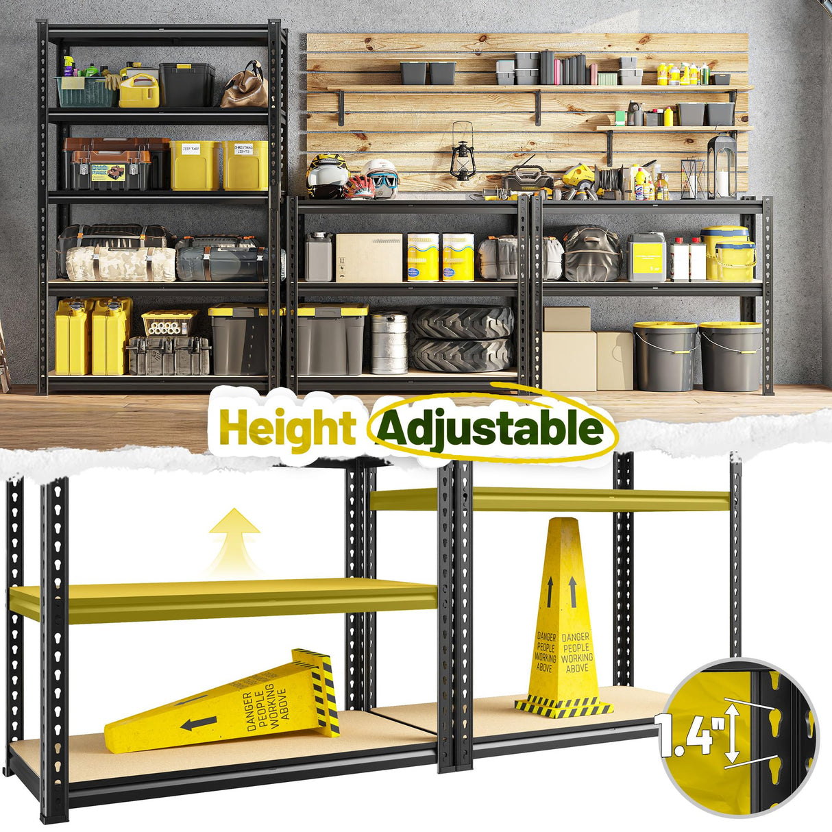 DurayLoly 63" H Garage Shelving 31.5" W Storage Shelves Adjustable 2000LBS Metal Shelving Heavy Duty 5 TierGarage Shelves for Pantry Kitchen Closet Basement Warehouse DurayLoly