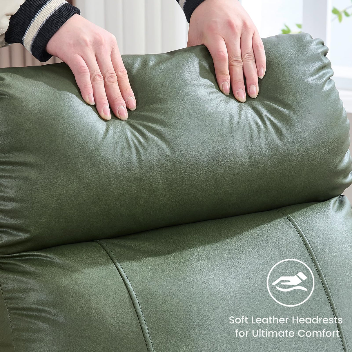 HOMYKA Swivel Rocker Recliner, Faux Leather Rocking Recliner Chair with Manual Adjustable Footrest, Reclining Chair Nursery Glider Recliners for Small Spaces, Living Room, Dark Green HOMYKA