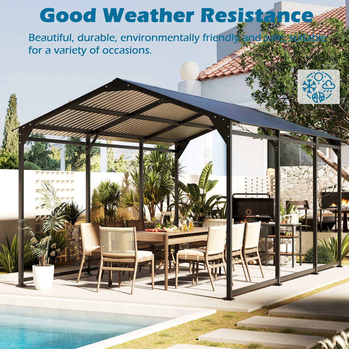 Tobegin 10x15 Carport Heavy Duty Metal Carport with Protective Film Roof,Outdoor Sorage Car Port for Cars,RV Carports,Motorcycles,Trucks,Black Tobegin