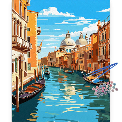 JUJUHOOD Venice Street Paint by Numbers Kit for Adults, Italty City Street Adult Paint by Number Kits,DIY Acrylic Paint by Number on Canvas for Home Wall Decor 16X20 Inch