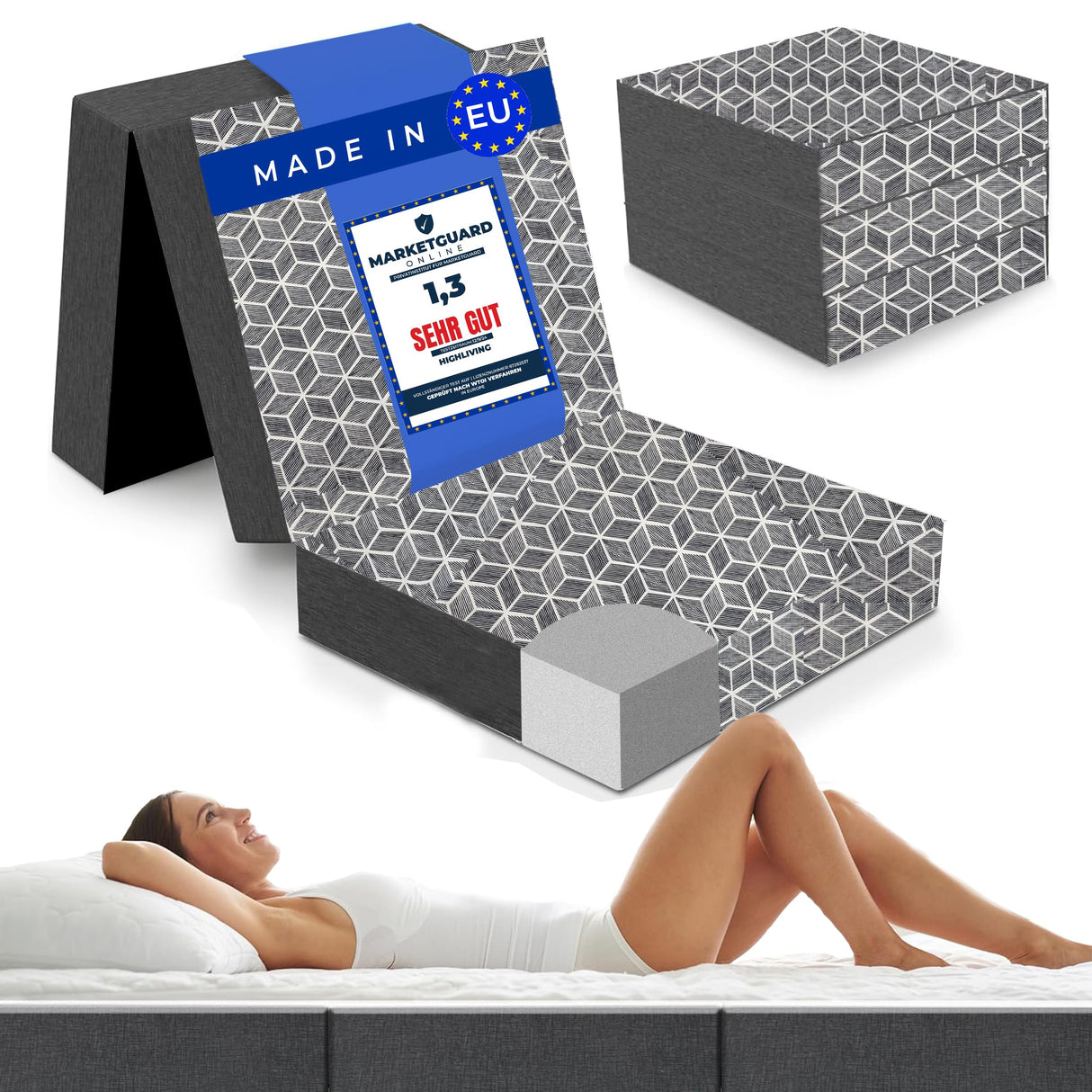 Tri Folding Mattress Single Size - 4 Inch Foldable Mattress Portable Tri-fold Mattress with Washable Cover, Non-Slip Bottom Mattress Guest Bed, 75"x25"x4" Generic