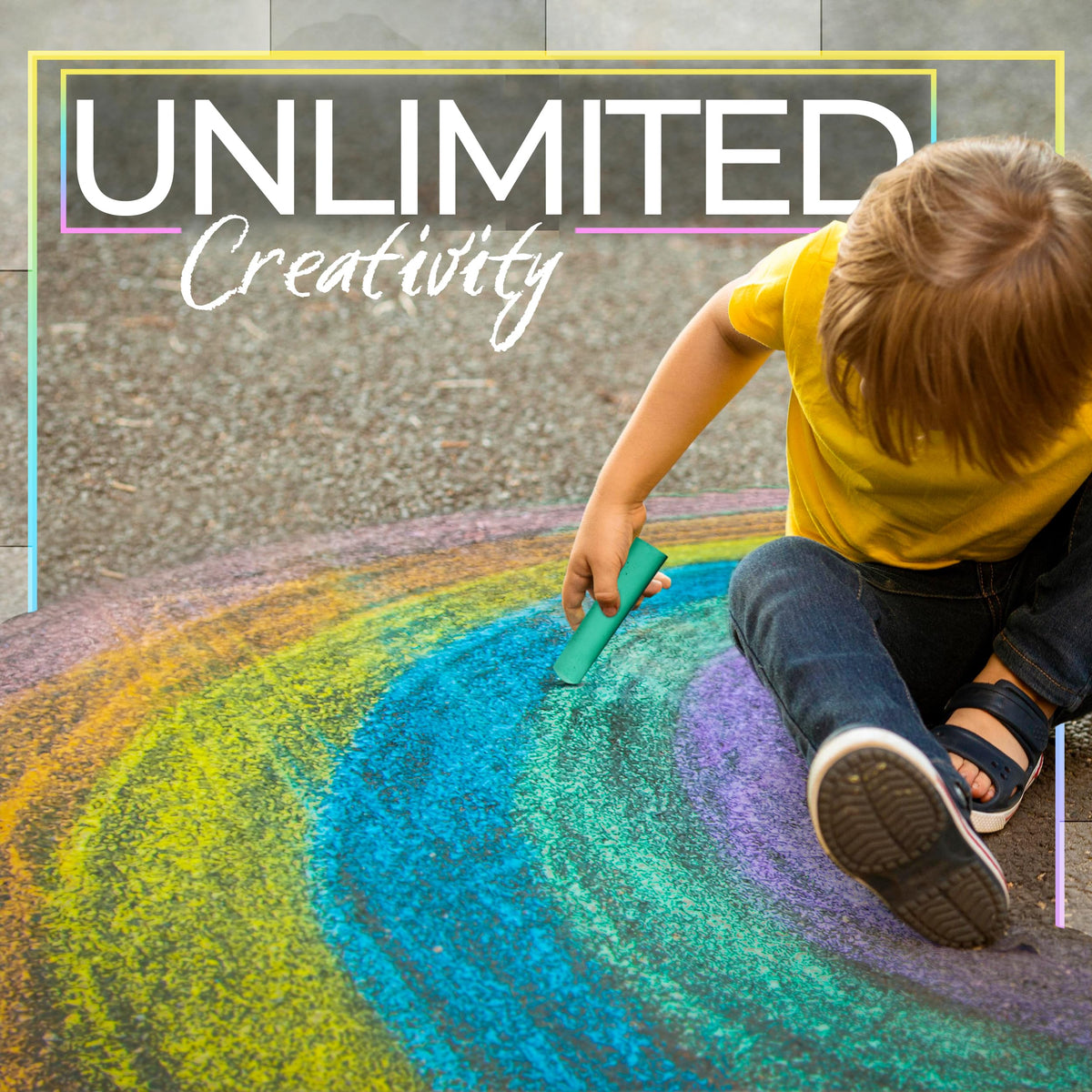 Loddie Doddie 50ct Sidewalk Chalk for Kids - 12 Colors Non-Toxic Jumbo Sticks in Reusable Bucket - Easy Clean Up for Fun & Creativity - Outdoor Chalk Loddie Doddie
