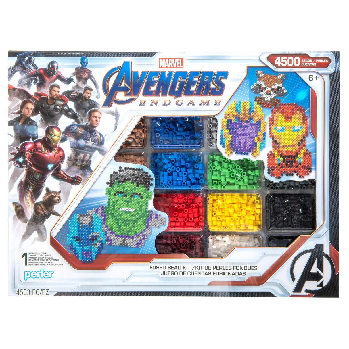 Perler PER8054346 Marvel Avengers Fuse Bead Kit, 4503pc, 10 Patterns, Multicolor, Small Perler