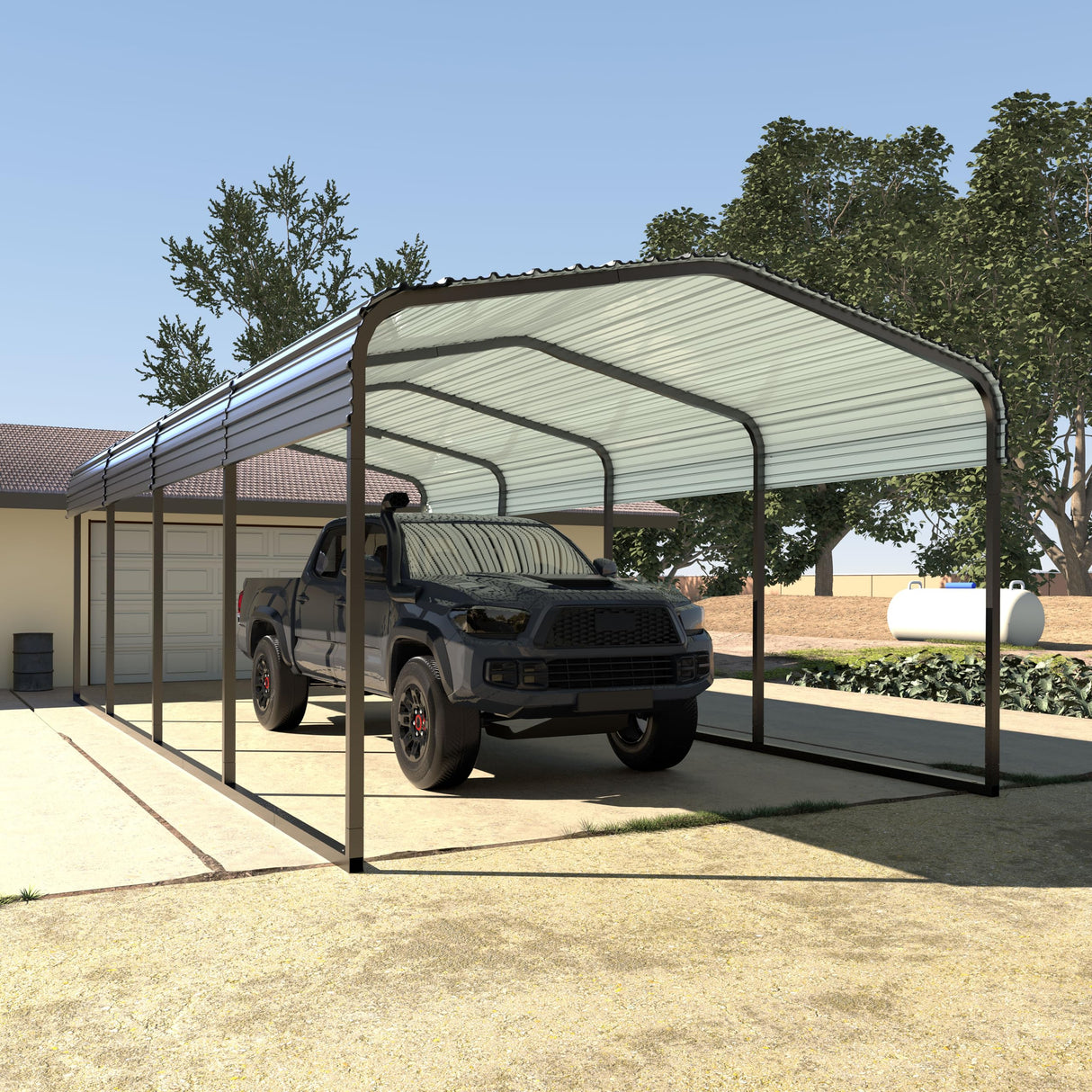 VEIKOU 12' x 20' Carport, Upgraded Steel Carport Garage, Outdoor Car Port Car Shelter Carport Canopy for SUV, Truck, Boat, Grey VEIKOU