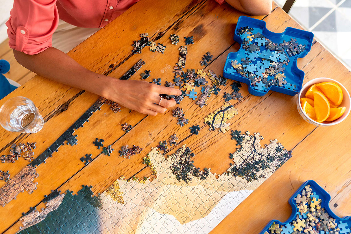 Ravensburger Sort and Go Jigsaw Puzzle Accessory - Robust Plastic Sorting Trays for Easy Puzzle Organization | Accommodates up to 1000 Piece Puzzles | Stackable and Portable Design | Blue Ravensburger