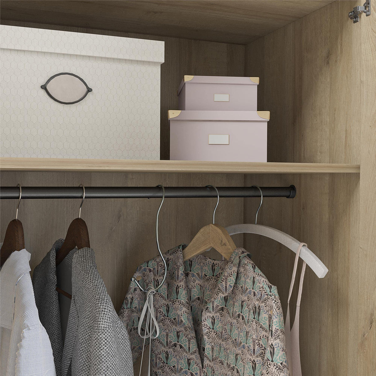 REALROOMS Basin Framed 3 Door Wardrobe, Natural REALROOMS