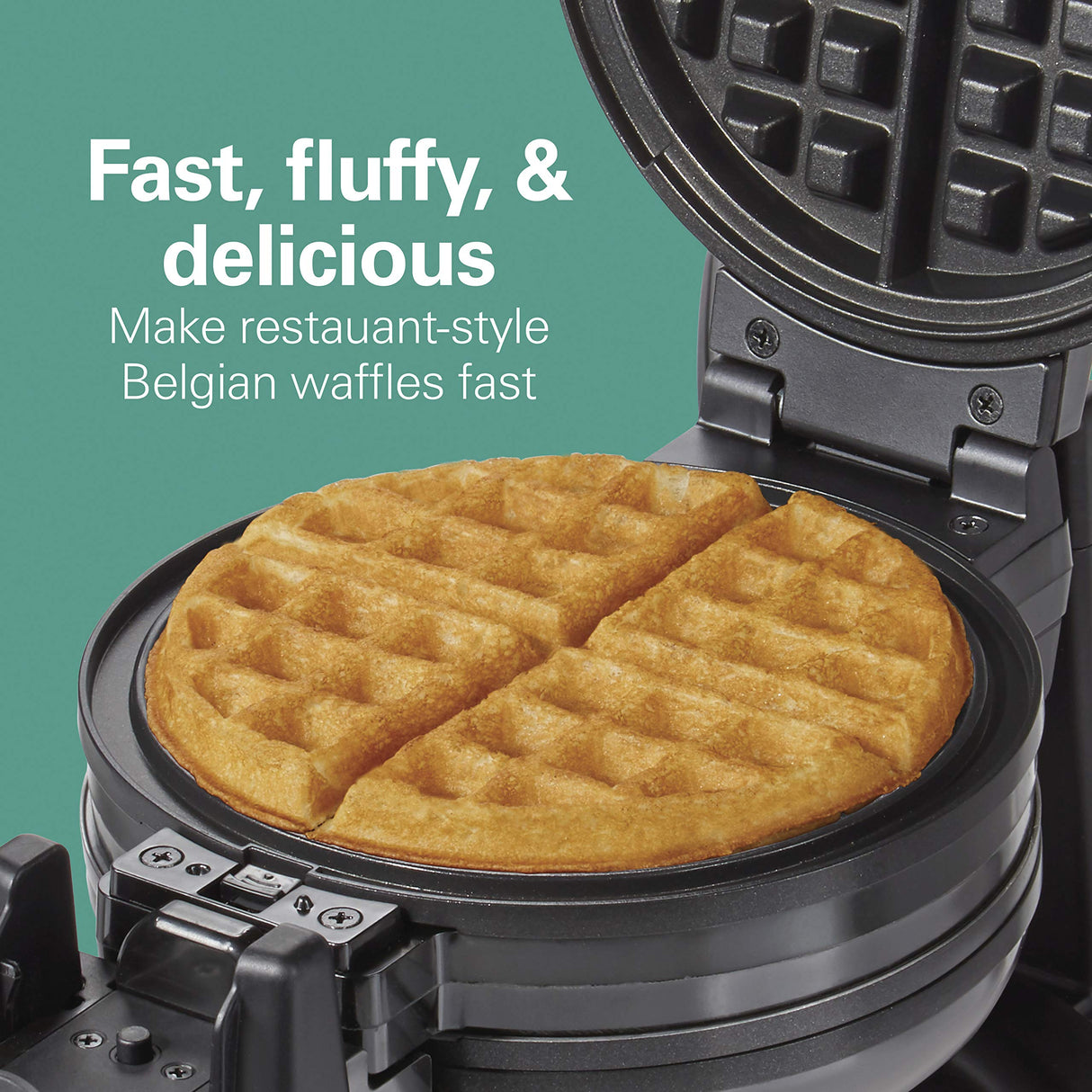 Hamilton Beach 26201 Belgian Waffle Maker with Removable Nonstick Plates, Double Flip, Makes 2 at Once, Black Hamilton Beach