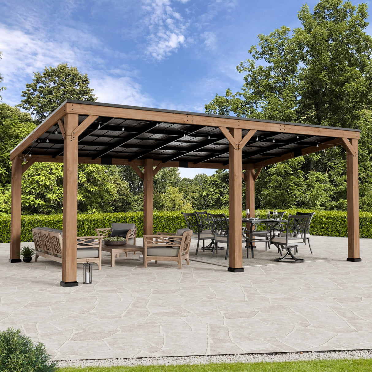 Modern Shade Supreme Cedar Wood Gazebo 12' x 20' with Hardtop Slope Roof, Wooden Grill Gazebo with Durable and Rot-Resistant, Supports Snow Loads and High Wind Speeds, Ideal for Backyard, Deck, Garden Modern Shade Outdoor Living Spaces