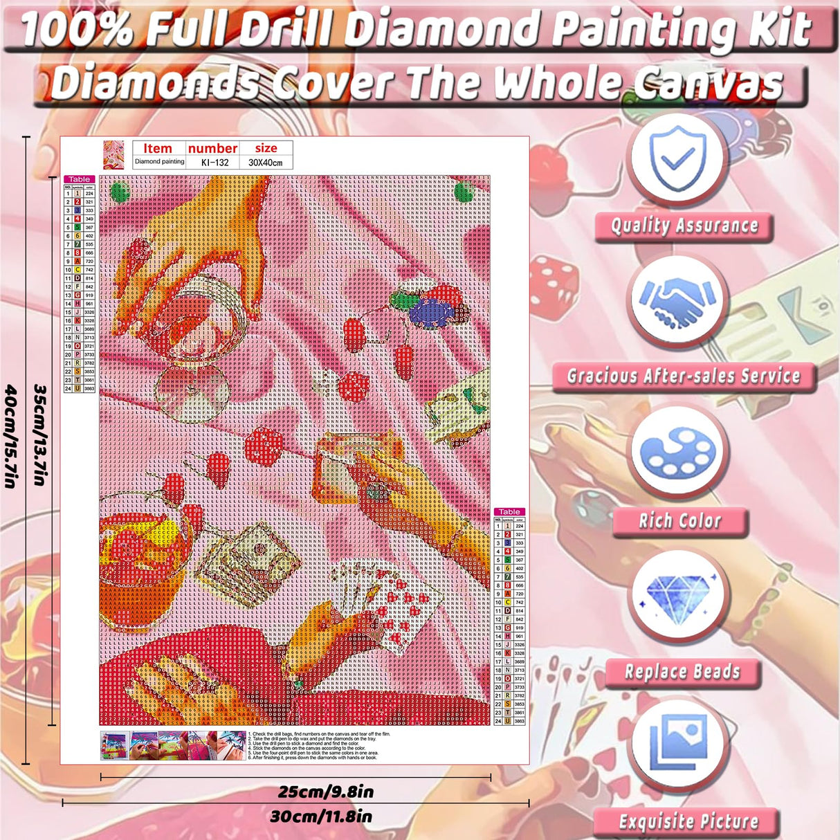 KICHANG Pink Diamond Art Kits for Adults Beginner,DIY Modern Diamond Painting 5D Round Full Drill Diamond Dots Gem Art Crafts with Tools,Funny Crafts for Home Wall Decor&Gift-12x16in KICHANG