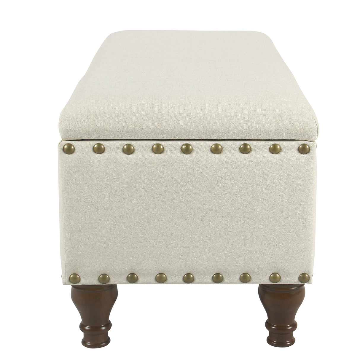 HomePop Large Storage Bench with Nailhead Trim - Cream HomePop