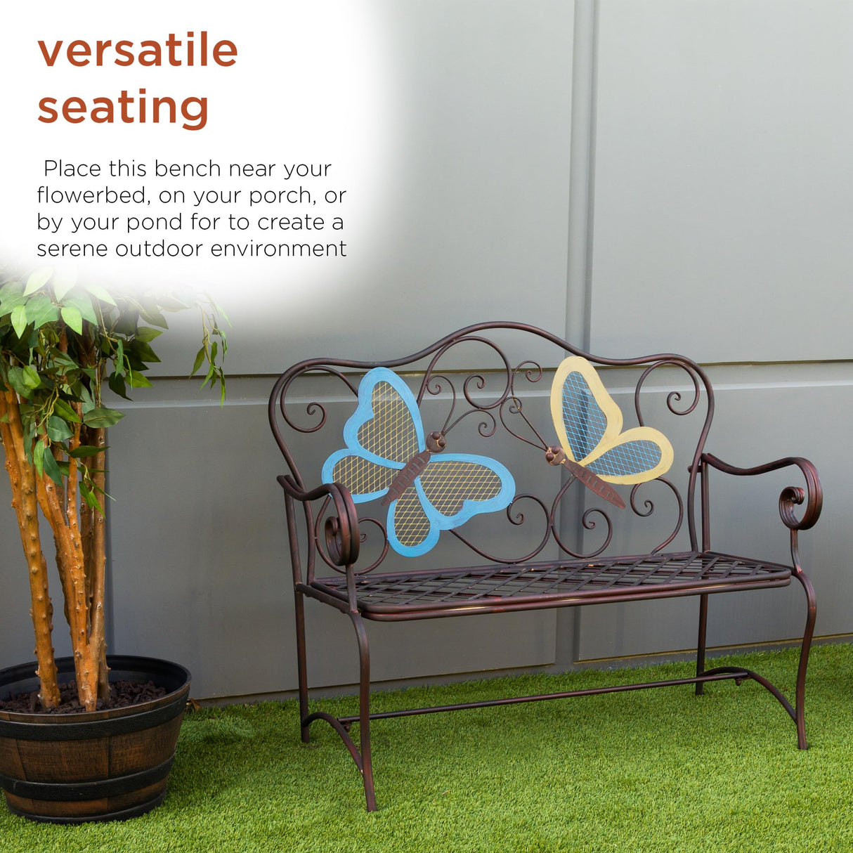 Alpine Corporation 45" x 23" Outdoor 2-Person Butterfly Garden Bench Alpine Corporation