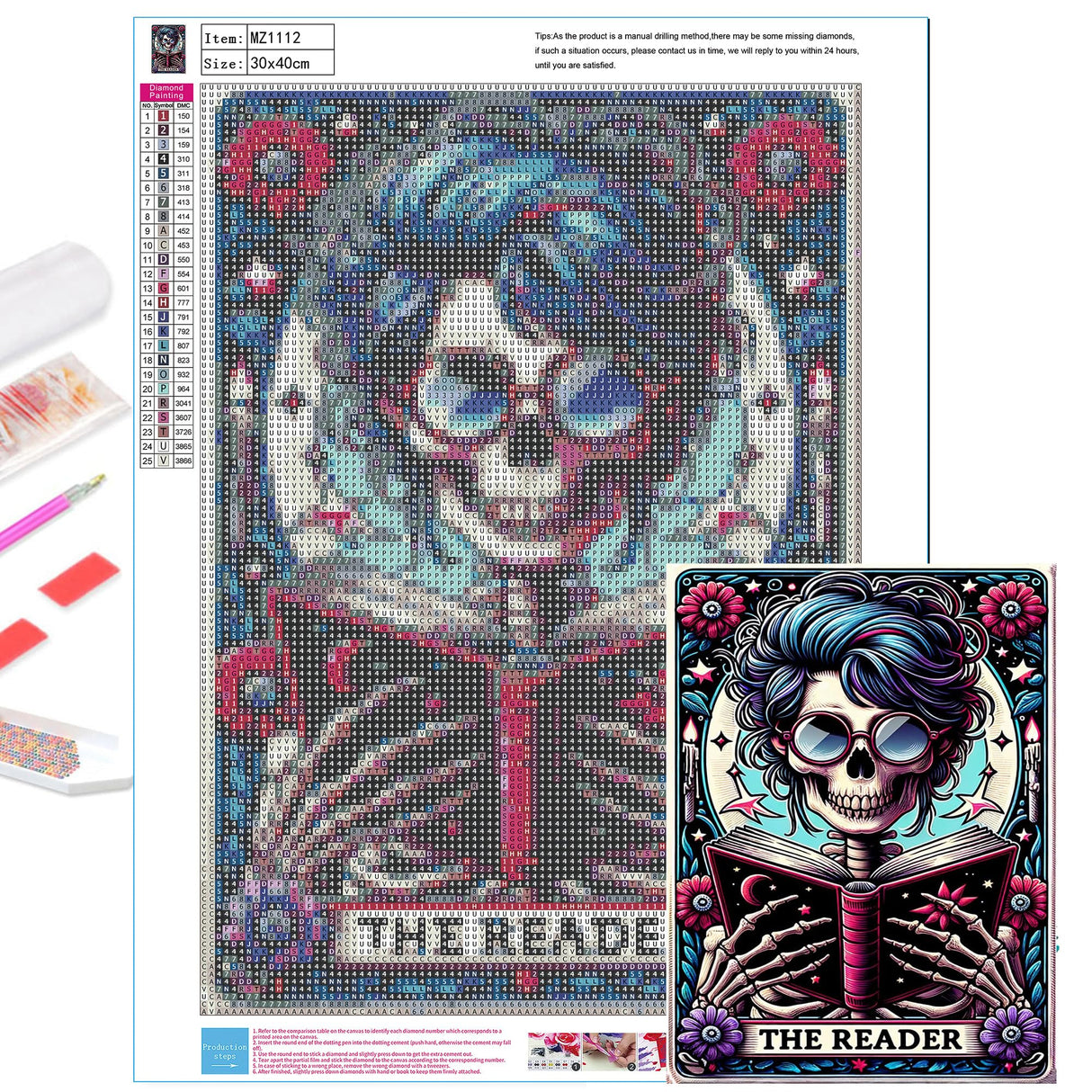 Axquilon Tarot Diamond Art Kits for Adults - The Reader Diamond Painting Kits for Adults Beginner, DIY 5D Full Drill Gem Art for Home Wall Decor 12x16 inch Axquilon