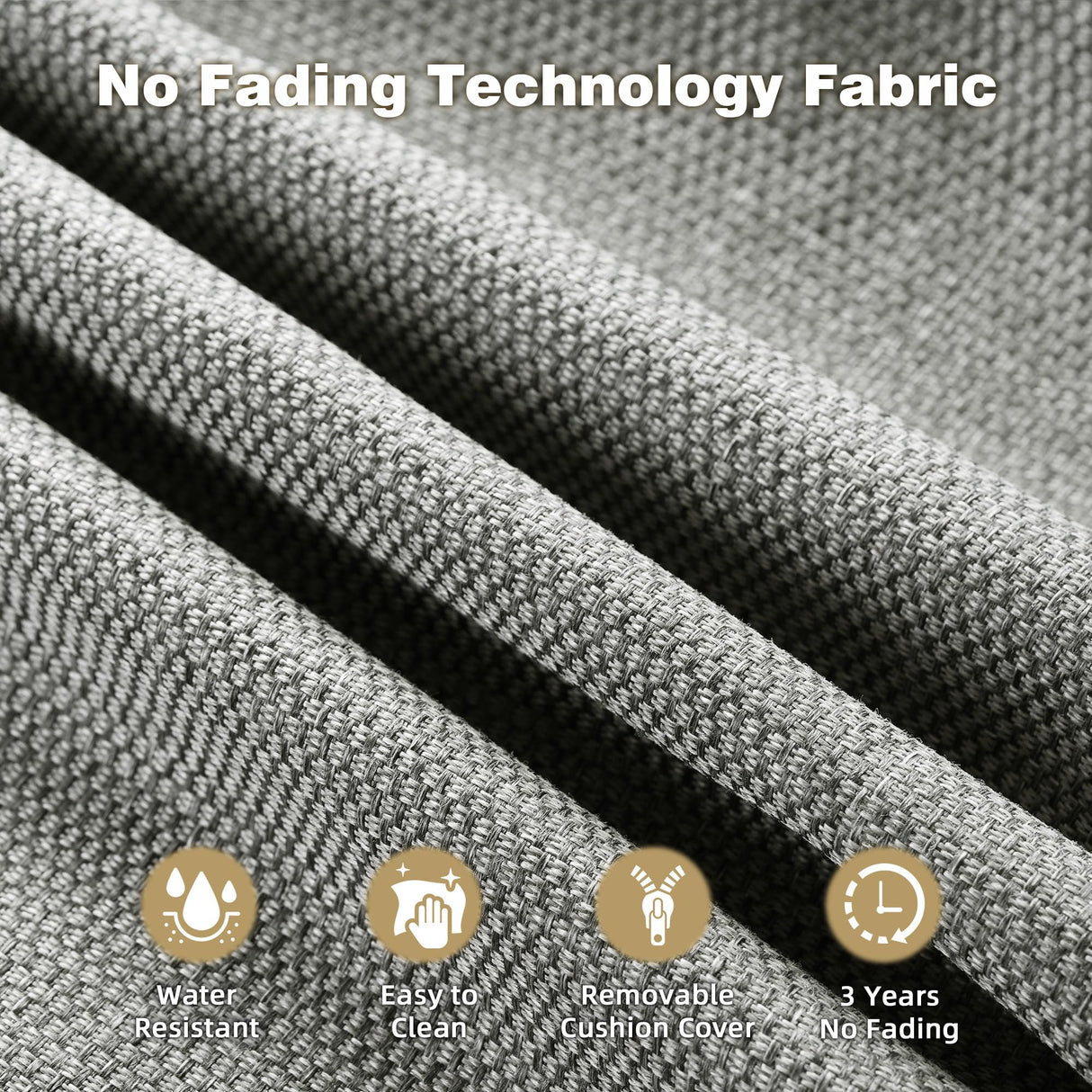 CAODOC Outdoor Patio Furniture Set, 5-Piece PE Wicker Sofa with Shiny Table and Swivel Chairs, Outdoor Conversation Set for Patio, Garden, Backyard Dark Gray CAODOC