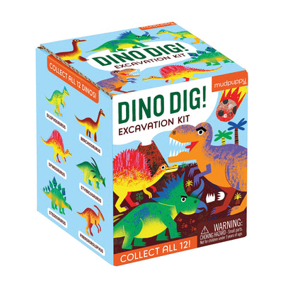 Dino Dig Excavation Kit from Mudpuppy - Dinosaur Dig Kit for Children 6+, Includes 1 Dinosaur Egg and 1 Plastic Chisel, Collect All 12 Dinosaurs!, Makes a Great Gift