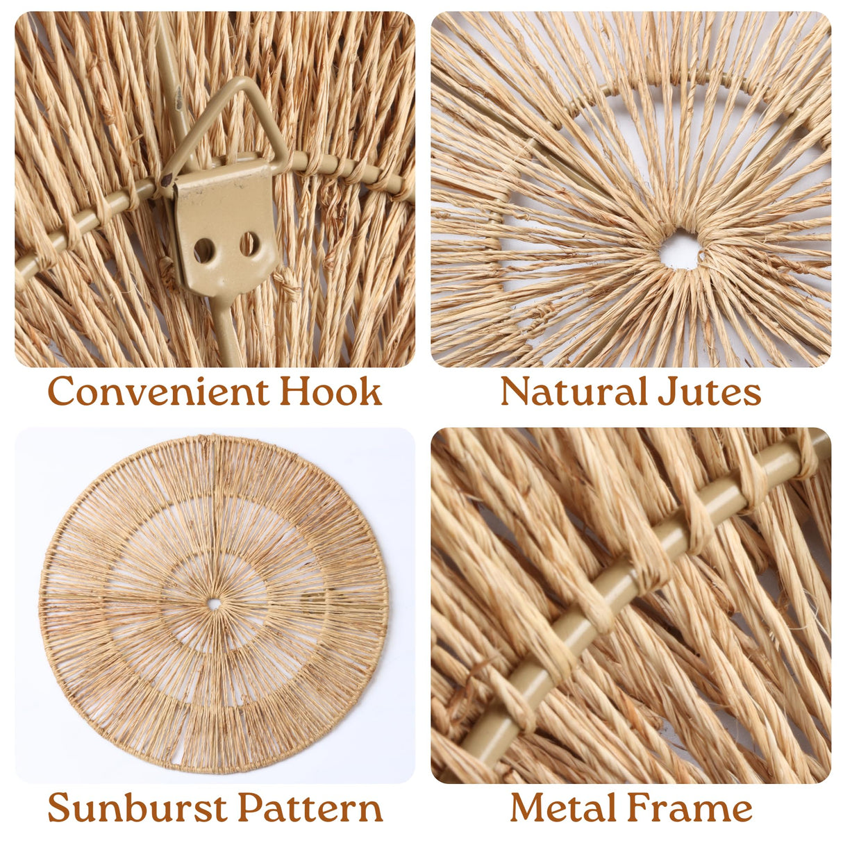 CHI AN HOME Wicker 23 Inch Jute Wall Decor Baskets, Set of 6 Extra Large Woven Jute Wall Plates, 23",21",15",13",12,10", Decorative Baskets for Wall Arts, Wall Hanging for Bedroom, Living Room, Office Chi An Home