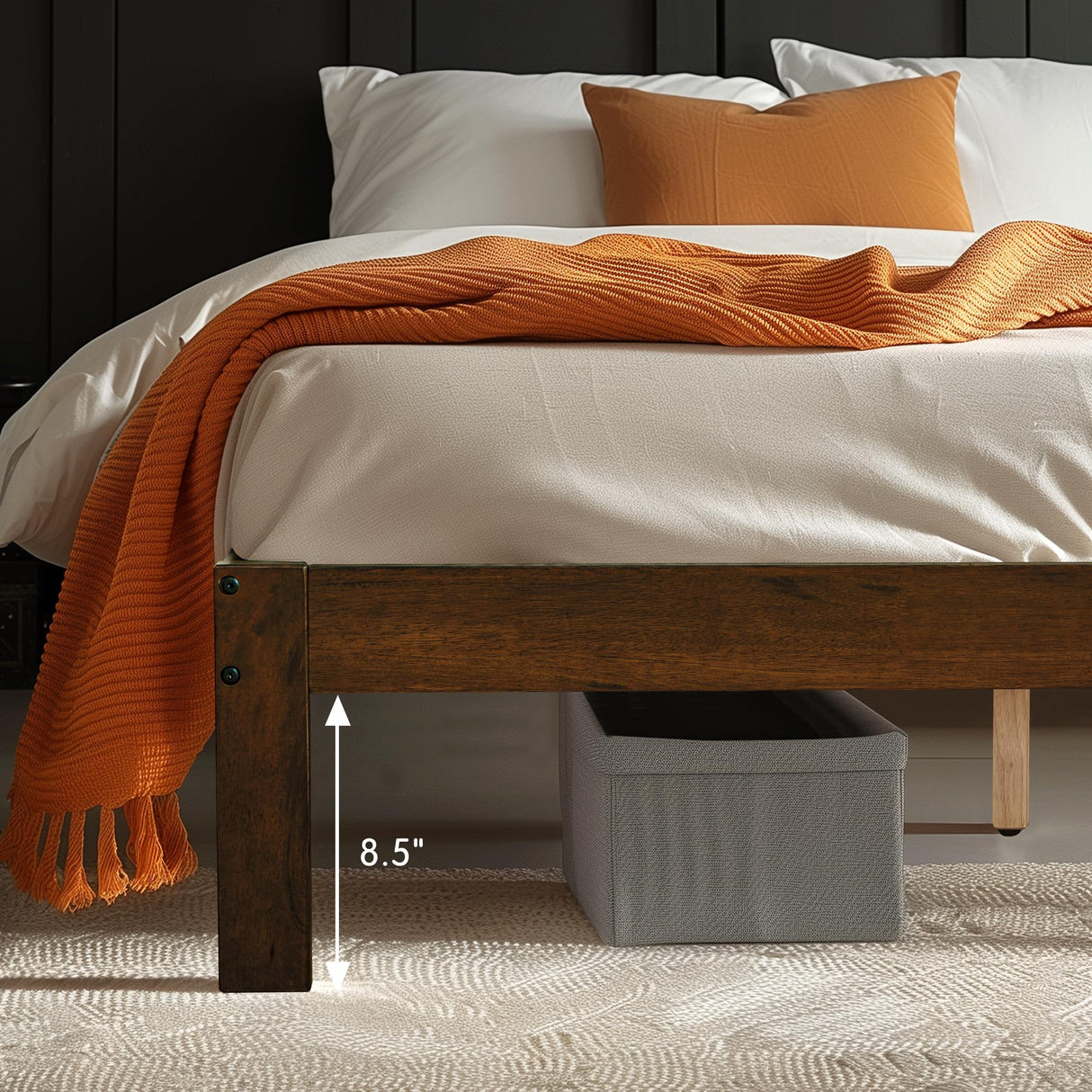 Hokway Full Size Bed Frame with Wood Slat Support, No Box Spring Needed, Easy Assembly, Reinforced Center Legs(Full,Walnut Finish) Hokway