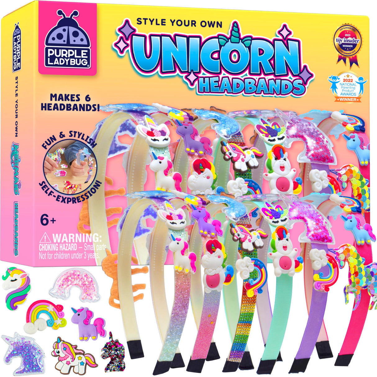 PURPLE LADYBUG Unicorn Headband Making Kit - Unicorn Crafts for Girls Ages 4-9, Birthday Gifts, DIY Hair Accessories Set, Great Summer Activity for Girls PURPLE LADYBUG