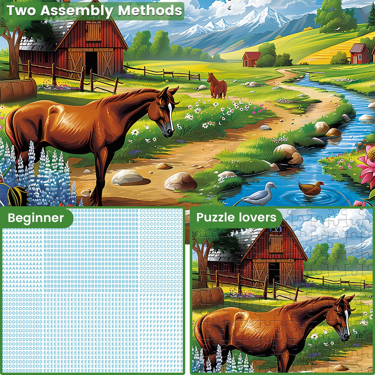 300 Pieces Puzzles for Adults Horse Puzzles Games Brain Teaser Thick Paper Animals Puzzles Pieces Fit Together Challenging Puzzles for Adult Children Elderly Gift Toy 20.5 x 15 in WSCXSC