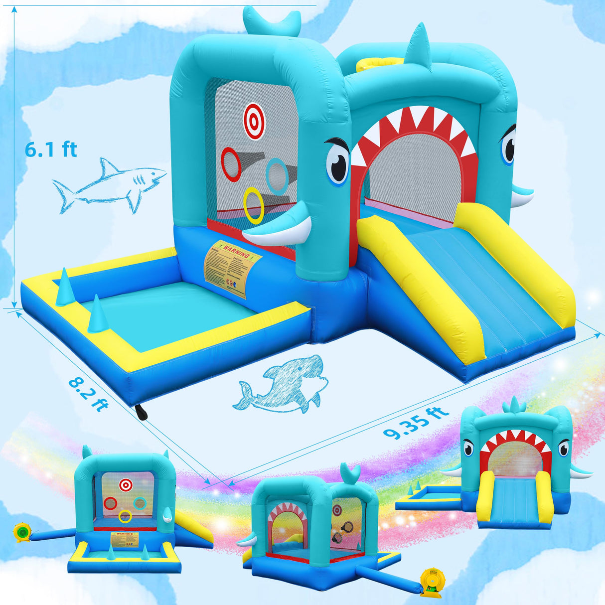 Culaluva Inflatable Bounce House: Jump Bouncer Castle Slide Combo - 7 in 1 for Kids 3-6 - with 370W Blower - for Indoor Outdoor Play CulaLuva