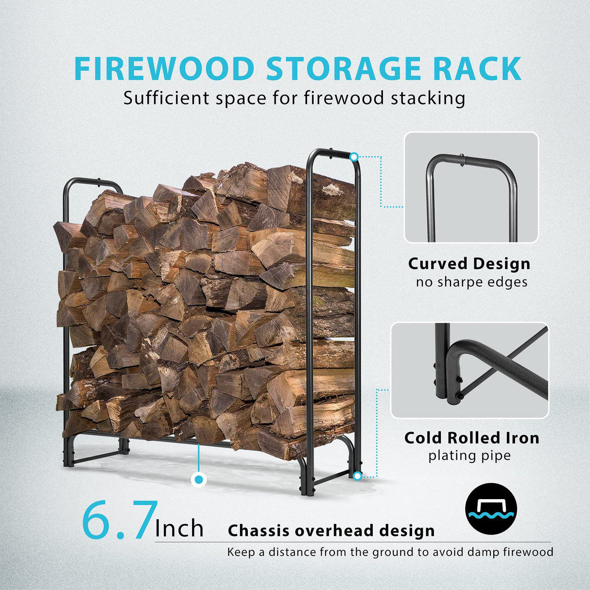 VIVOHOME 4ft Heavy Duty Indoor Outdoor Firewood Storage Log Rack and Cover Combo Set with Zipper VIVOHOME