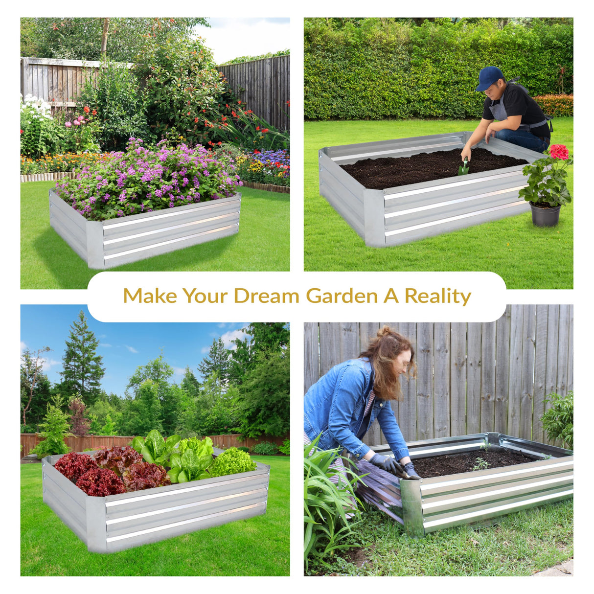 Sunnydaze 11.75" H Raised Metal Garden Bed - Galvanized Raised Garden Bed Outdoor for Vegetables and Flowers - Silver - 4' x 3' Rectangle Sunnydaze