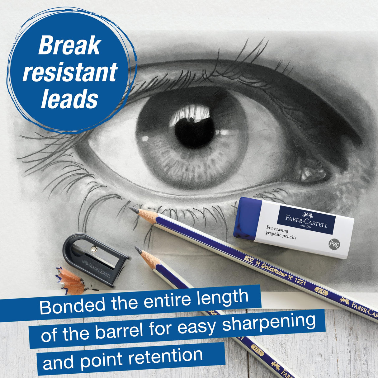 Faber-Castell Graphite Pencils Drawing Set: 12 Art Pencils for Sketching (4H, 3H, 2H, H, F, HB, B, 2B, 3B, 4B, 5B, and 6B), Shading Pencils for Drawing and Sketching, Graphite Pencil Kit Faber-Castell