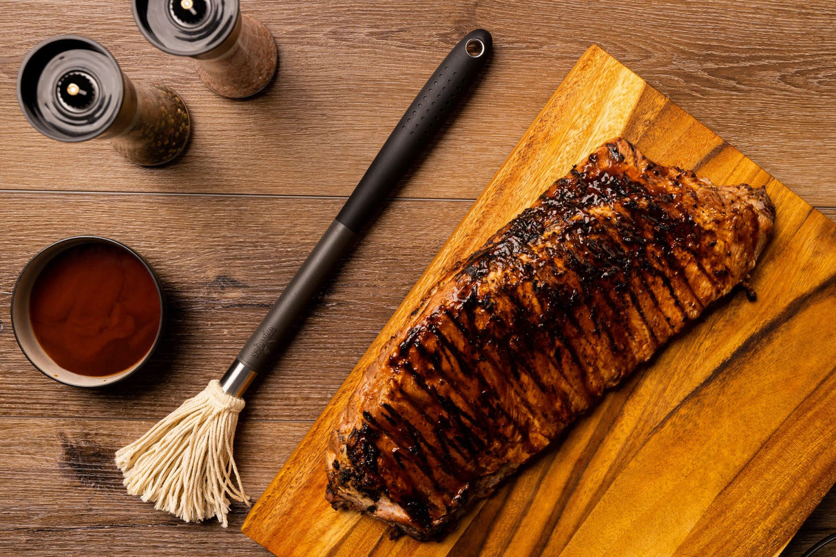 GRILLHOGS 18" Basting Mop - BBQ Mop Brushes for Sauce, Extra-Absorbent Double Head, Ergonomic Insulated Soft Grip Handle, Dishwasher Safe BBQ Grill Brush & Sauce Brush GRILLHOGS