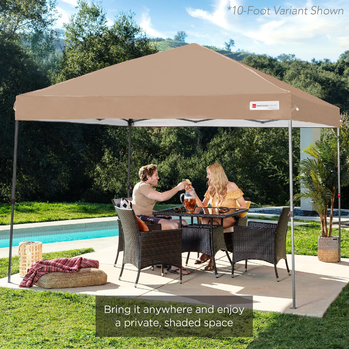 Best Choice Products 8x8ft 1-Person Setup Pop Up Canopy Tent Instant Portable Shelter w/ 1-Button Push, Case, 4 Weight Bags - Tan Best Choice Products
