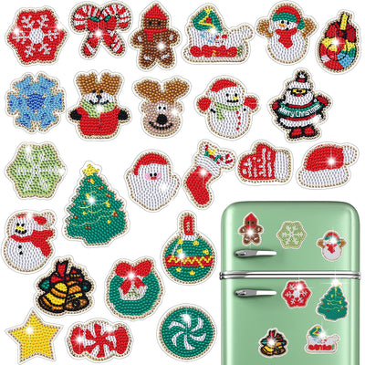 ZYNERY 24 Pcs Diamond Painting Magnets, Diamond Art Magnets, Mini Diamond Painting Kits, Refrigerator Magnets, 5D Diamond Painting Kits for Adults DIY Crafts Home Decor Gift (Christmas Theme)