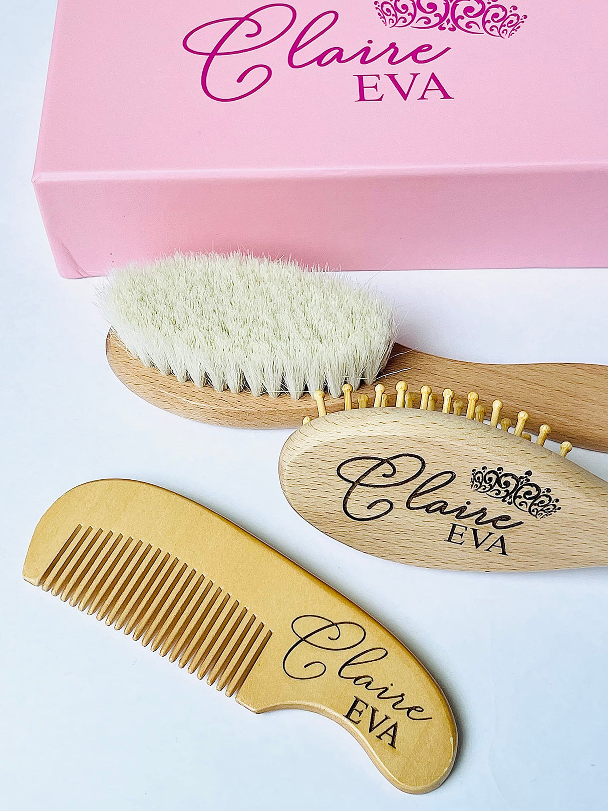 Personalized Wooden Baby Brush Set | Wooden Baby Brush and Comb Set| Personalized Baby Gift | Personalized Baby Gift Girls Girls | Princess Crown Forever Personalized