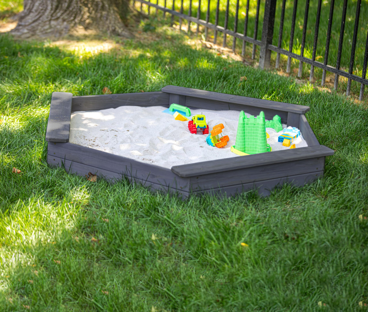 Jack & June Hexagonal Cedar Sand Box Playset Jack and June