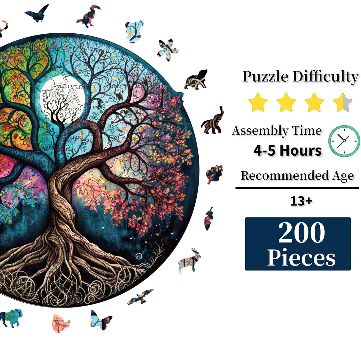 Wooden Puzzle for Adults, 200 Piece Irregular Animal Shaped Wooden Jigsaw Puzzles, Unique Puzzles for Adults, Creative Gift for Teenagers and Adults (The Pattern is Protected by Copyright) WHJSG
