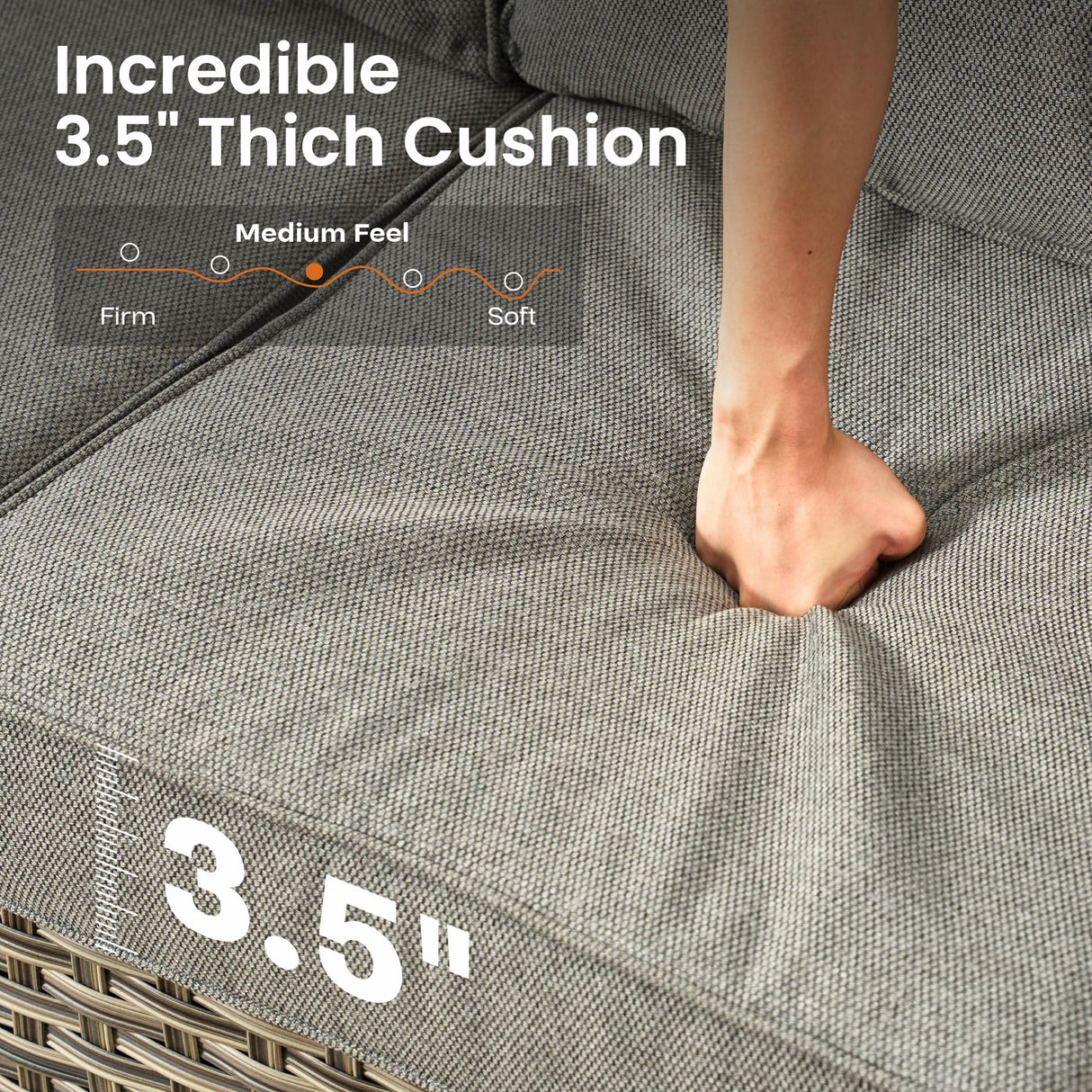 ovios 6 Piece Patio Sectional Furniture, Rattan Wicker Coversation Couch Set, Outdoor Sofa Set for Outside Porch Balcony Backyard Pool,Dark Grey ovios