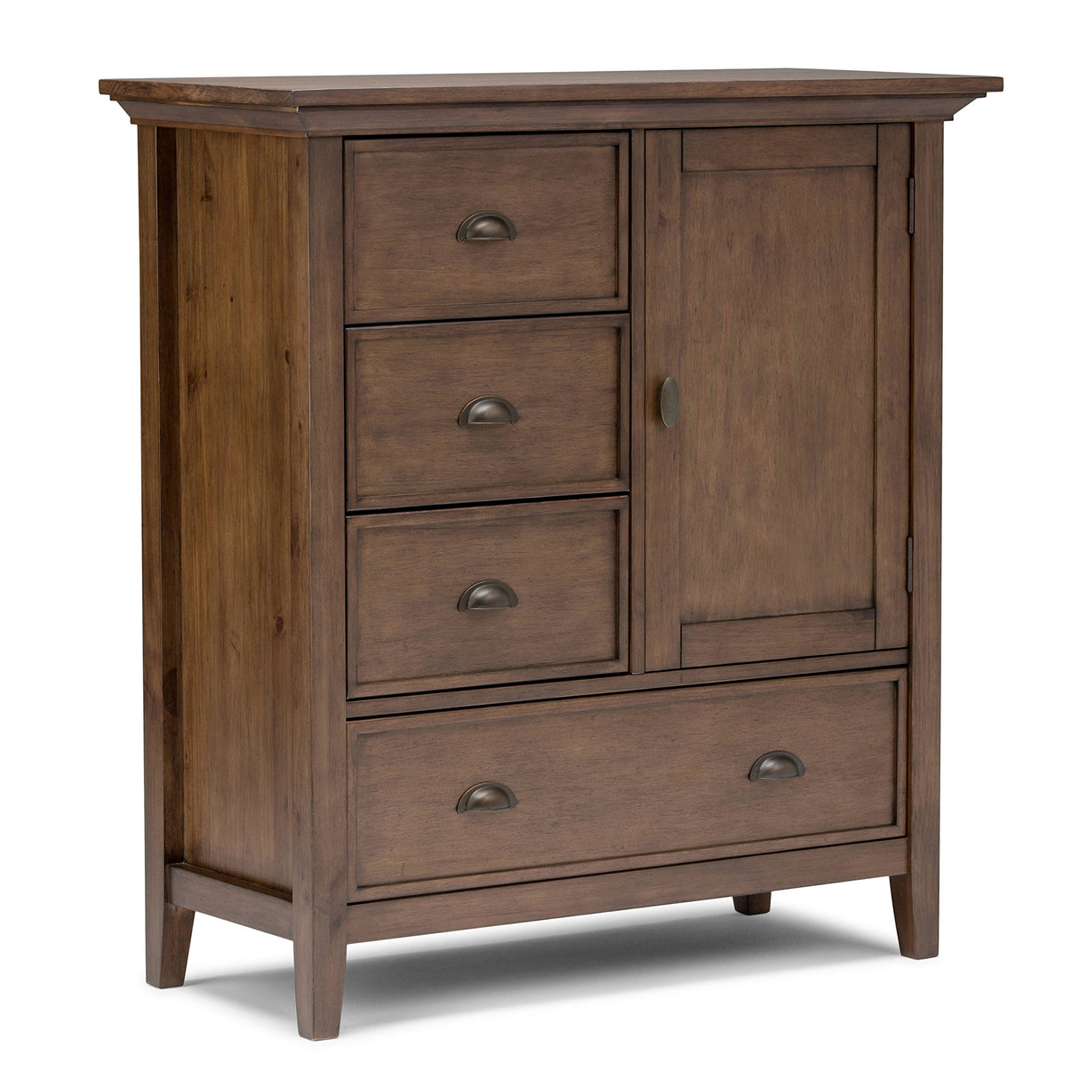 SIMPLIHOME Redmond SOLID WOOD 39 inch Wide Transitional Medium Storage Cabinet in Rustic Natural Aged Brown with 3 Small Drawers, 1 Large Drawer SIMPLIHOME