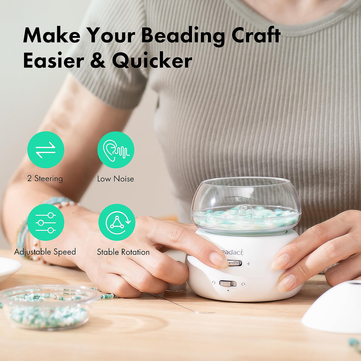 Beadact Electric Bead Spinner, Battery-Powered Clay Bead Spinner with 21000 PCS Glass Seed Beads for Friendship Bracelets Necklace Jewelry Making, Craft Gift for Girls Beadact